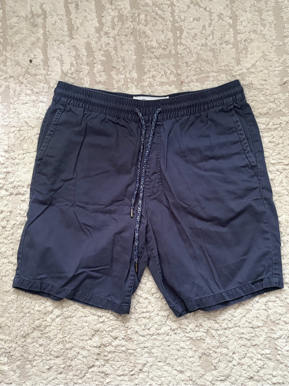 on the byas navy cotton shorts elastic waist with a drawstring M